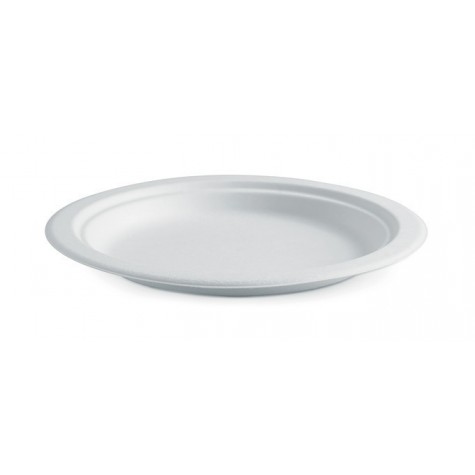 9" Round Plate - Sugarcane Biodegradable White  500 pcs